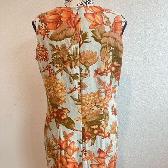 VTG Positive Attitude Long Dress 10 Linen Blend Floral Cottgaecore bohemian - Picture 5 of 10